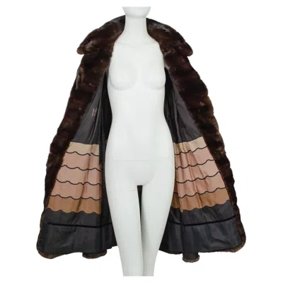 Pre-owned Revillon Paris Brown Mink Fur Princess Stroller Coat W Art Deco Lining -s, 1950s