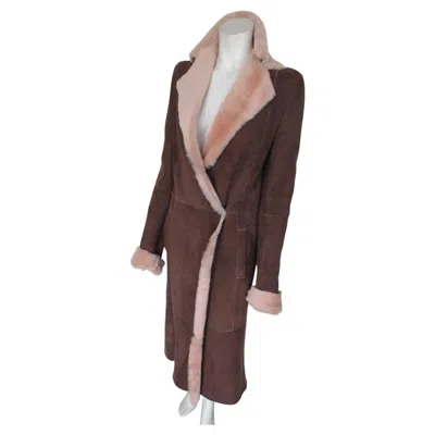Pre-owned Revillon Paris Vintage Long Lamb Suede Coat In Black