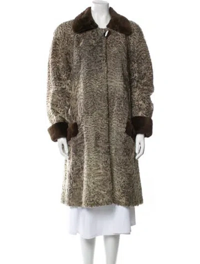 Pre-owned Revillon Persian Lamb And Sheared Mink Fur Coat In Brown