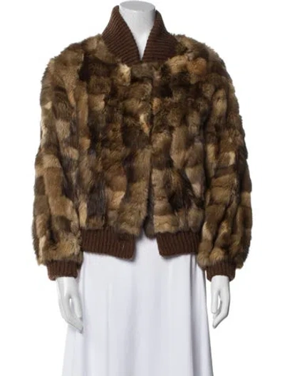Pre-owned Revillon Printed Faux Fur Jacket In Brown