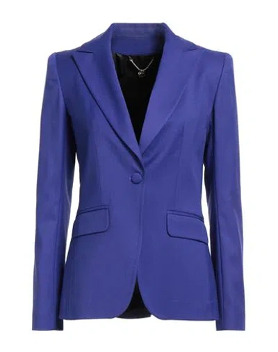Revise Concept Woman Blazer Purple Size 4 Polyester, Viscose, Elastane In Blue