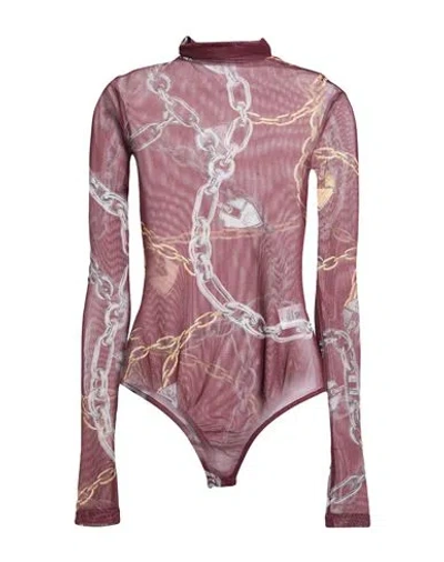 Revise Concept Woman Bodysuit Burgundy Size 6 Polyester, Elastane In Red