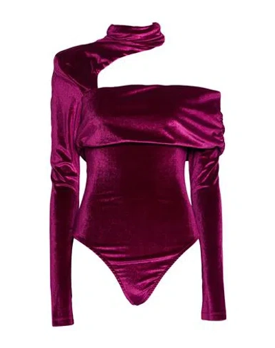 Revise Concept Woman Bodysuit Plum Size 8 Polyester, Elastane In Purple