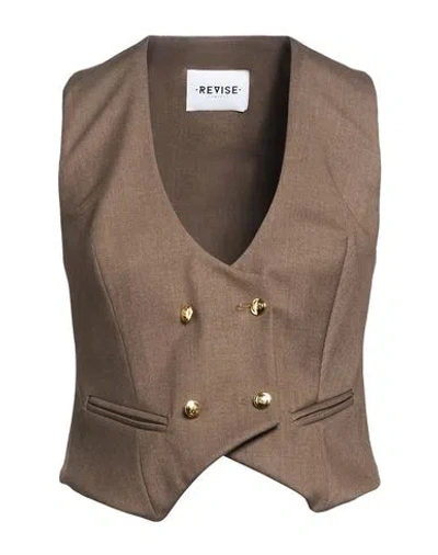 Revise Concept Woman Tailored Vest Taupe Size 6 Polyester, Viscose, Elastane In Grey