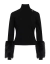 Revise Concept Woman Turtleneck Black Size L Viscose, Polyester In Black