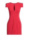 Revise Concept Woman Mini Dress Tomato Red Size 4 Polyester, Elastane In Tomato Red