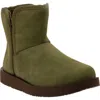 Revitalign Aspen Fireside Faux Fur Lined Leather Bootie Slipper In Green