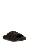 Revitalign Callie High Pile Fleece Slide Slipper In Black
