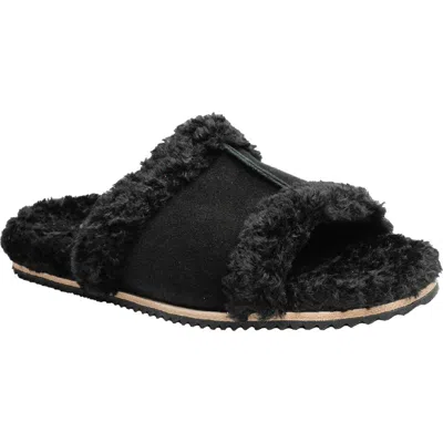 Revitalign Clara Orthotic Faux Fur Lined Slide Slipper In Jet Black