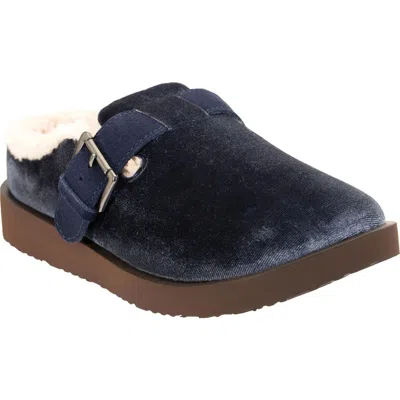 Revitalign Gift Velvet Faux Shearling Lined Slipper In Blue