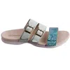 Revitalign Sandals Women's Aqua Sea Leather Slip On Round Toe Slide Gal260 In Multi