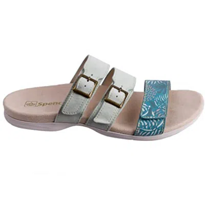 Revitalign Sandals Women's Aqua Sea Leather Slip On Round Toe Slide Gal260 In Multi