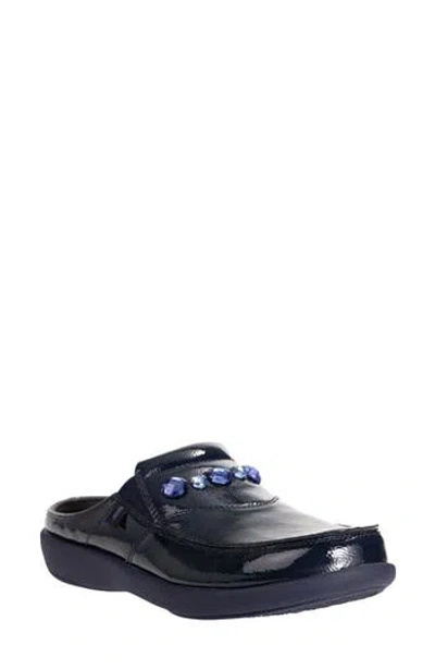 Revitalign Siesta Slide Dazzle Faux Leather Clog In Blue