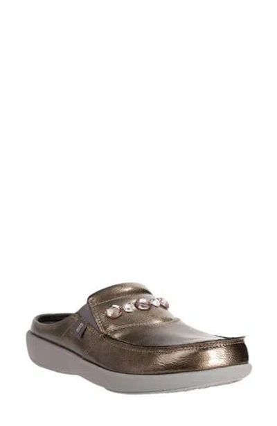 Revitalign Siesta Slide Dazzle Faux Leather Clog In Gold