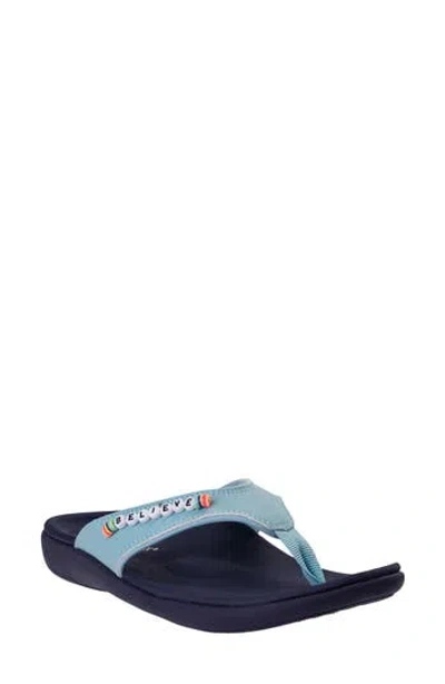 Revitalign Yumi Friendship Believe Beaded Flip Flop In Blue