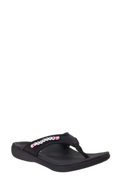 Revitalign Yumi Friendship Courage Beaded Flip Flop In Black