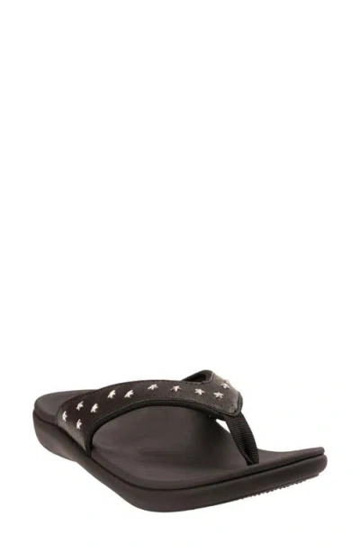 Revitalign Yumi Star Flip Flop In Metallic Black