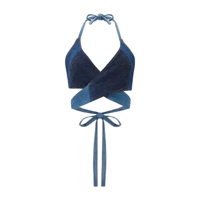 Revival London Women's Blue Denim Wrap Bikini Top