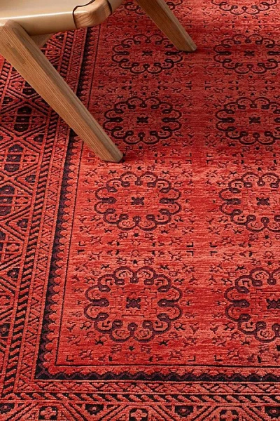 Revival Petal Slim Washable Rug In Cerise At Urban Outfitters In Red