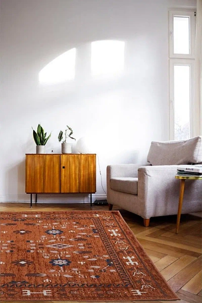 Revival River Slim Washable Rug In Rust At Urban Outfitters In Brown