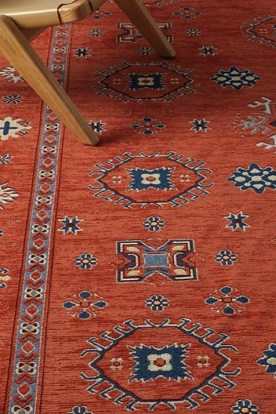 Revival Star Slim Washable Rug In Cerise At Urban Outfitters In Red