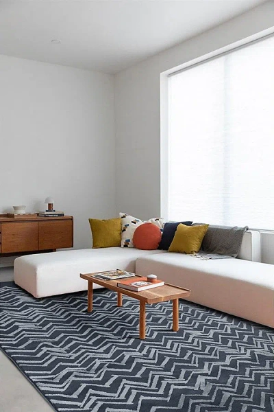 Revival Zig Washable Rug In Blue At Urban Outfitters In Black