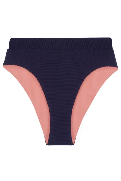 Revivre Women's Blue / Pink / Purple The Oriane Bikini Bottom In Reversible Azura Rose