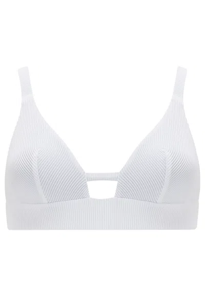 Revivre Women's Green / White The Abella Bikini Bra In Reversible White Seagrass