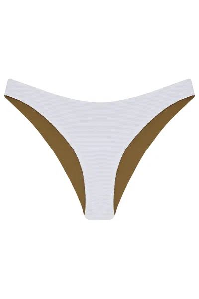 Revivre Women's Green / White The Noemi Bikini Bottom In Reversible White Seagrass