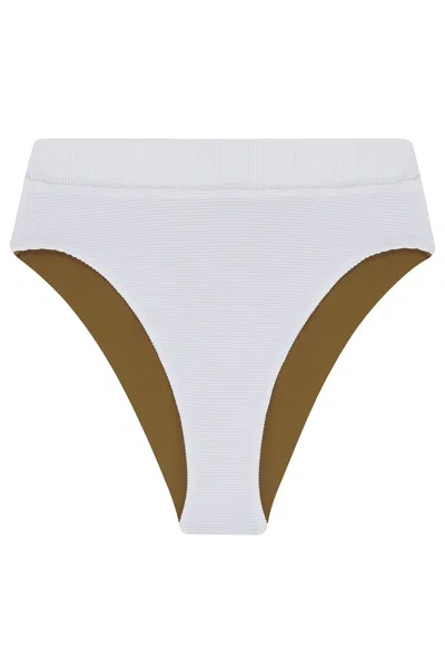 Revivre Women's Green / White The Oriane Bikini Bottom In Reversible White Seagrass