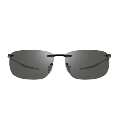 Revo Black Re1170 Serilium Rimless Rectangular Sunglasses In Gray