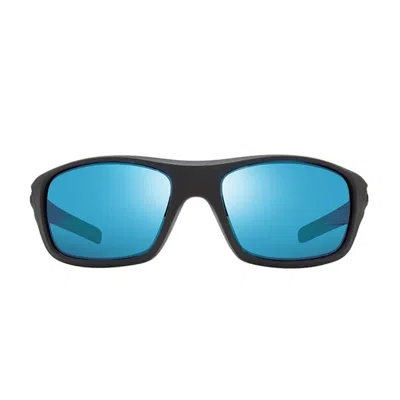 Revo Blue Re1111 Jasper Celluloid Wraparound Sunglasses In Black