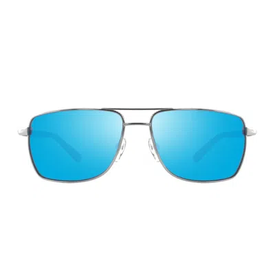 Revo Chrome Ray Titanium-blend Rectangular Sunglasses In Blue