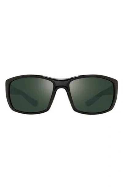 Revo Dexter 61mm Polarized Rectangular Sunglasses In Green