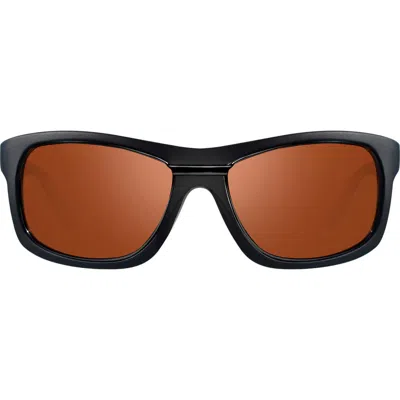 Revo Genesis 57mm Polarized Rectangular Sunglasses In Black
