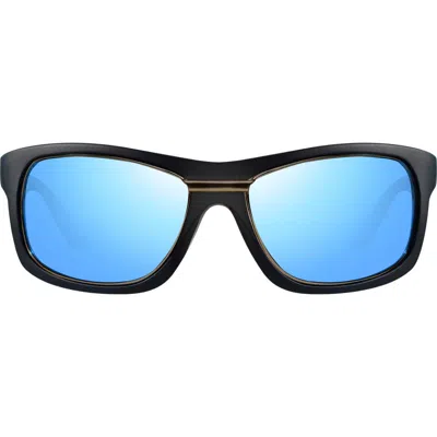 Revo Genesis 57mm Polarized Rectangular Sunglasses In Black