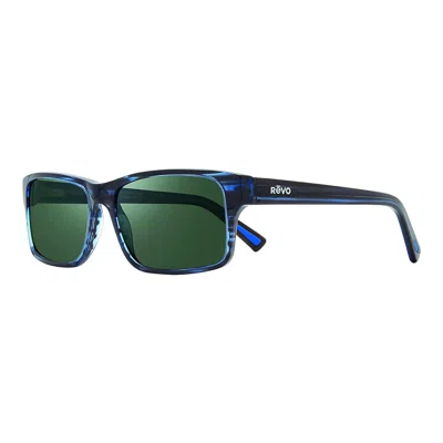 Revo Men's Finley G Blue Horn Frame Smoky Green Glass Polarized Sunglasses