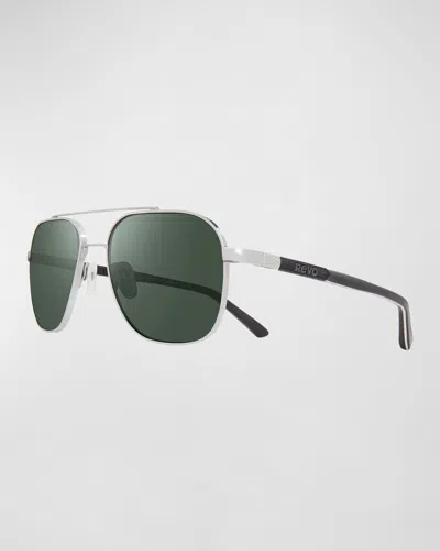 Revo Men's Harrison Metal/acetate Aviator Sunglasses In Gold
