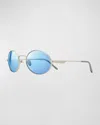 Revo Men's Lunar Round Metal Sunglasses In Matte Chrome