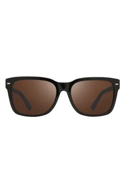Revo Taylor 56mm Polarized Square Sunglasses In Black