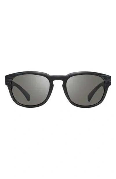 Revo Zinger 53mm Polarized Round Sunglasses In Matte Black Scratch