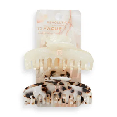 Revolution Beauty Revolution 2 Pack Acetate Claw Clip Tortoiseshell/ Ivory In White