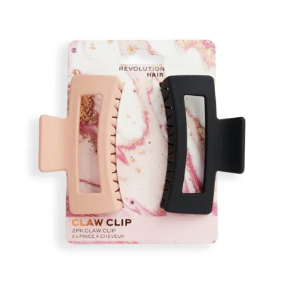 Revolution Haircare 2 Pack Rectangle Matte Clip - Nude/black In White