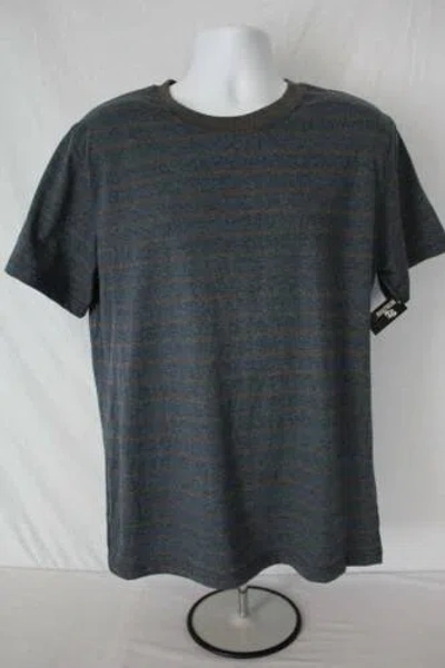 Pre-owned Revolution Mens T-shirt Large Short Sleeve Blue Gray Striped Crew Neck Casual Tee Top In Multicolor
