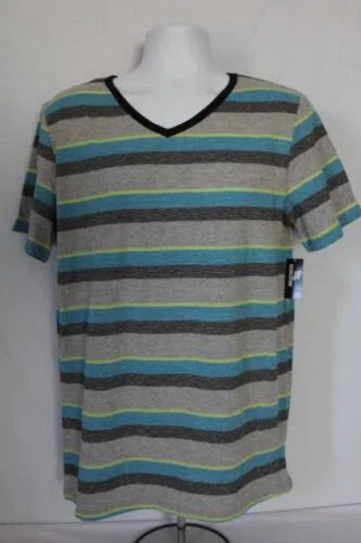 Pre-owned Revolution Mens Top T Shirt Size Xl Short Sleeve V Neck Casual Tee Clothes Gray Blue St