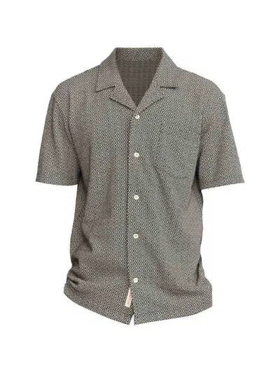 Revolution Now Cuban Jacquard-knit Short-sleeved Shirt In Gray