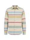 Revolution Now Striped Button-up Overshirt In Neutral
