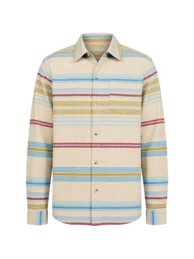 Revolution Now Striped Button-up Overshirt In Neutral