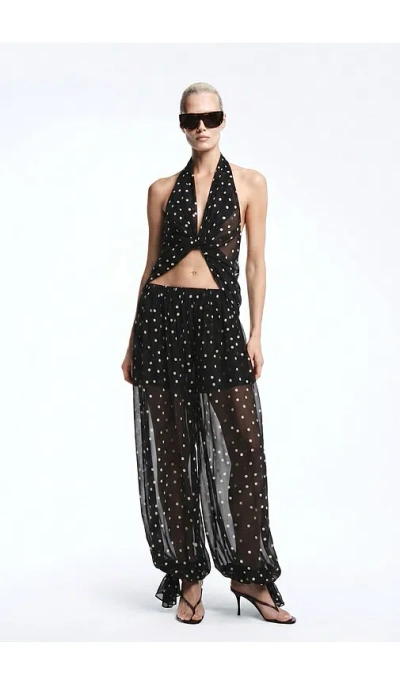 Revolve Los Angeles Adela Georgette Silk Top In Black