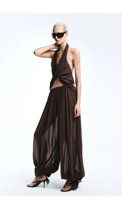 Revolve Los Angeles Benoit Silk Pant In Brown